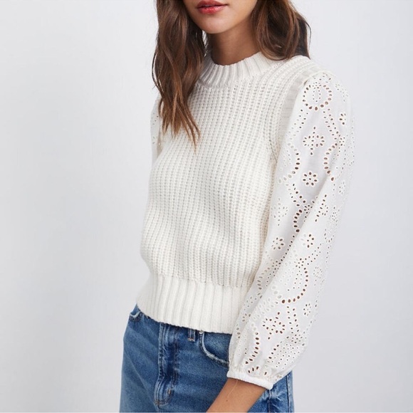 Rails Dhalia Eyelet Lace Combo Sweater - S - Picture 1 of 11